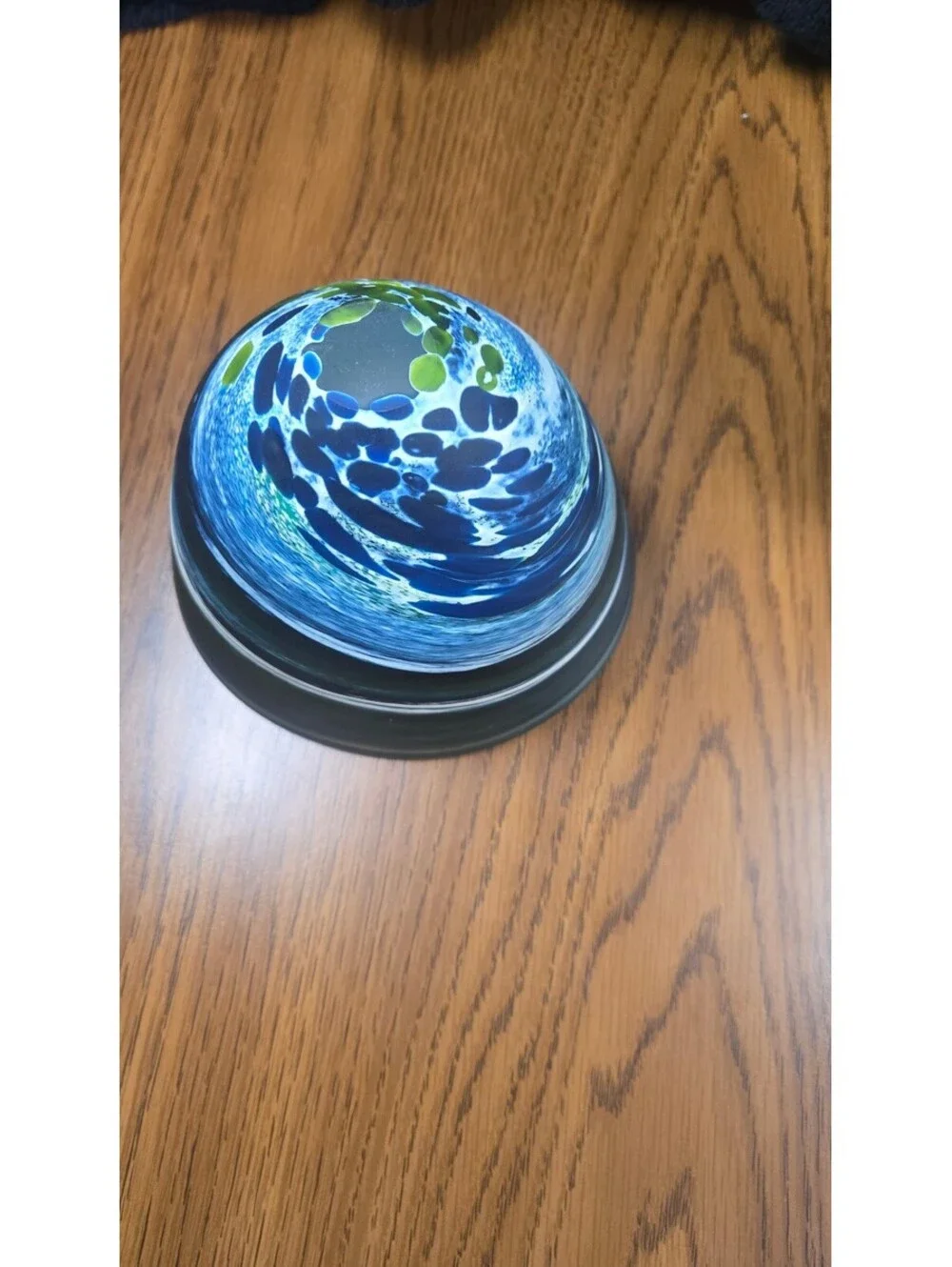 Hand Blown Art Glass Vases with Blue and Green Swirl Design - Set of 2